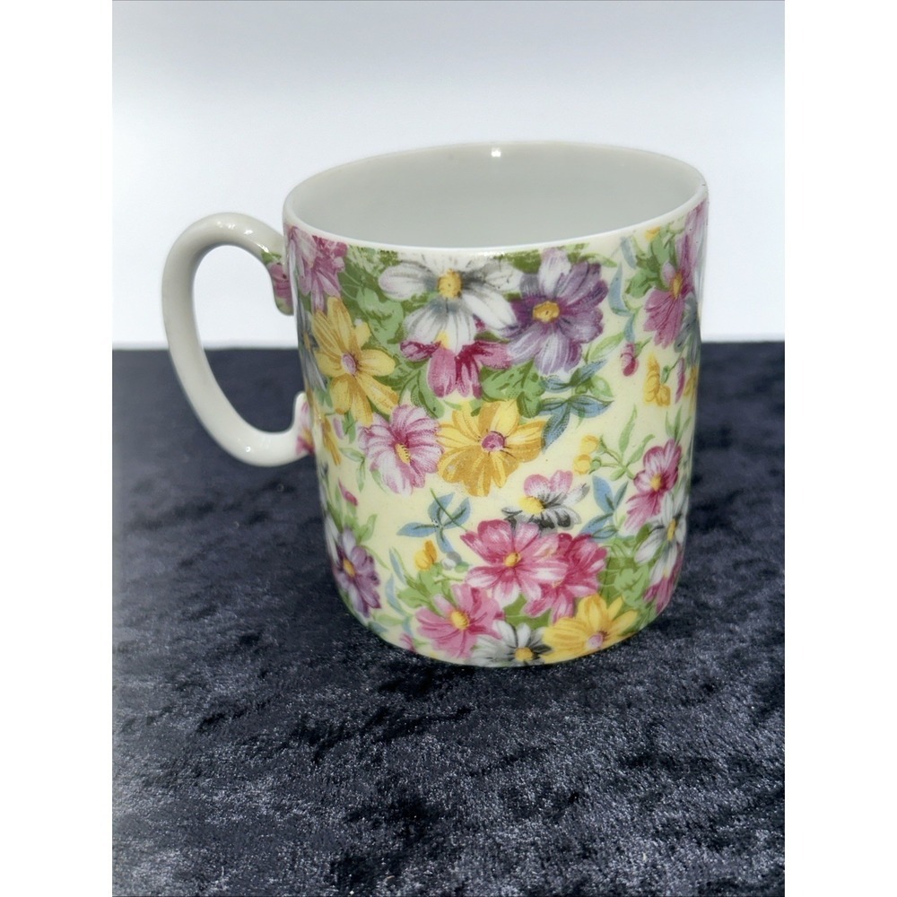 Vintage Smaller Chintz Floral Roses Mug 3" Tall 2.75" Diameter